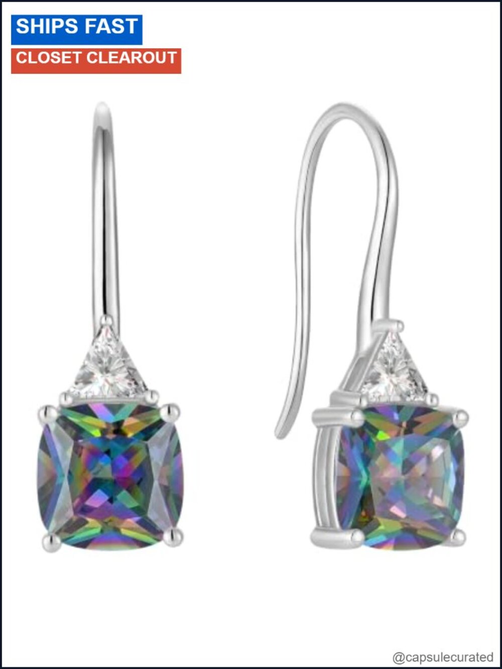 925 Sterling Silver Dangle Earrings for Women Rainbow Created Alexandrite